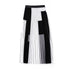 Pleated high waist half skirt long skirt Xia sanzhai celebrity pleated umbrella skirt stripe print contrast big swing skirt